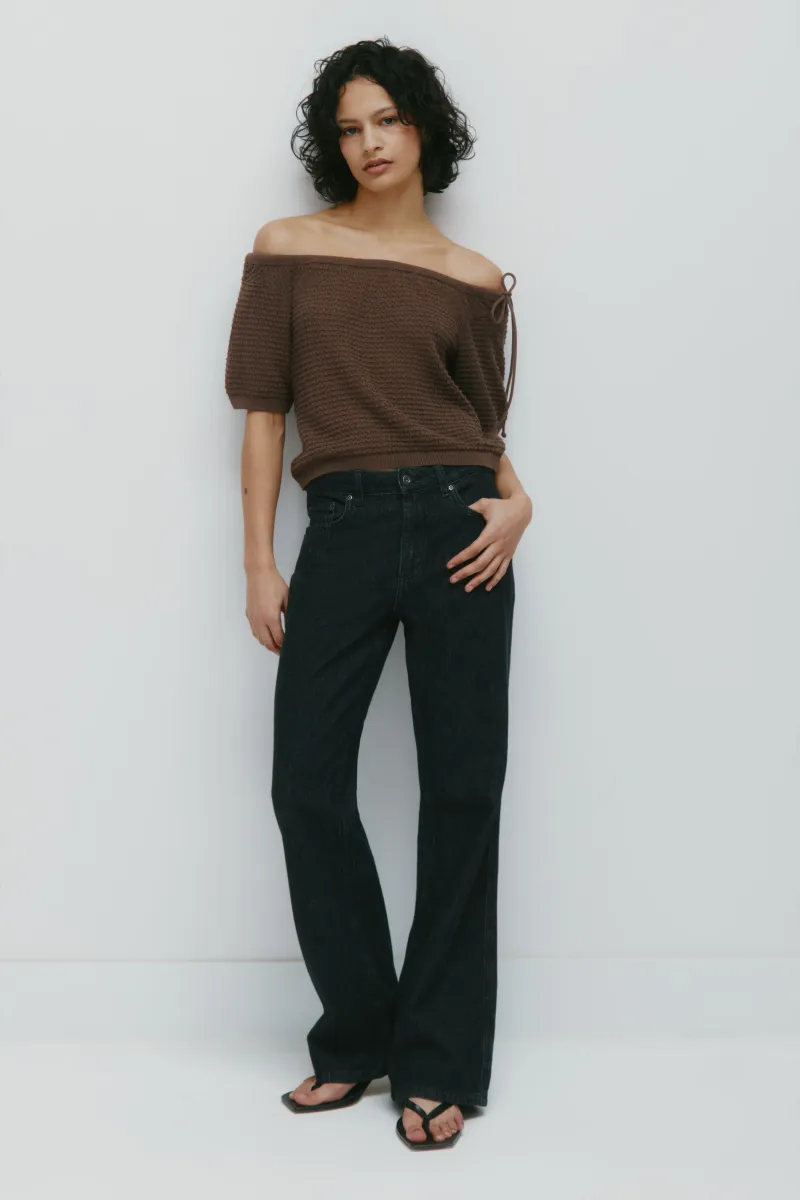Women's Acacia Tie Boatneck Tee in Bark 2