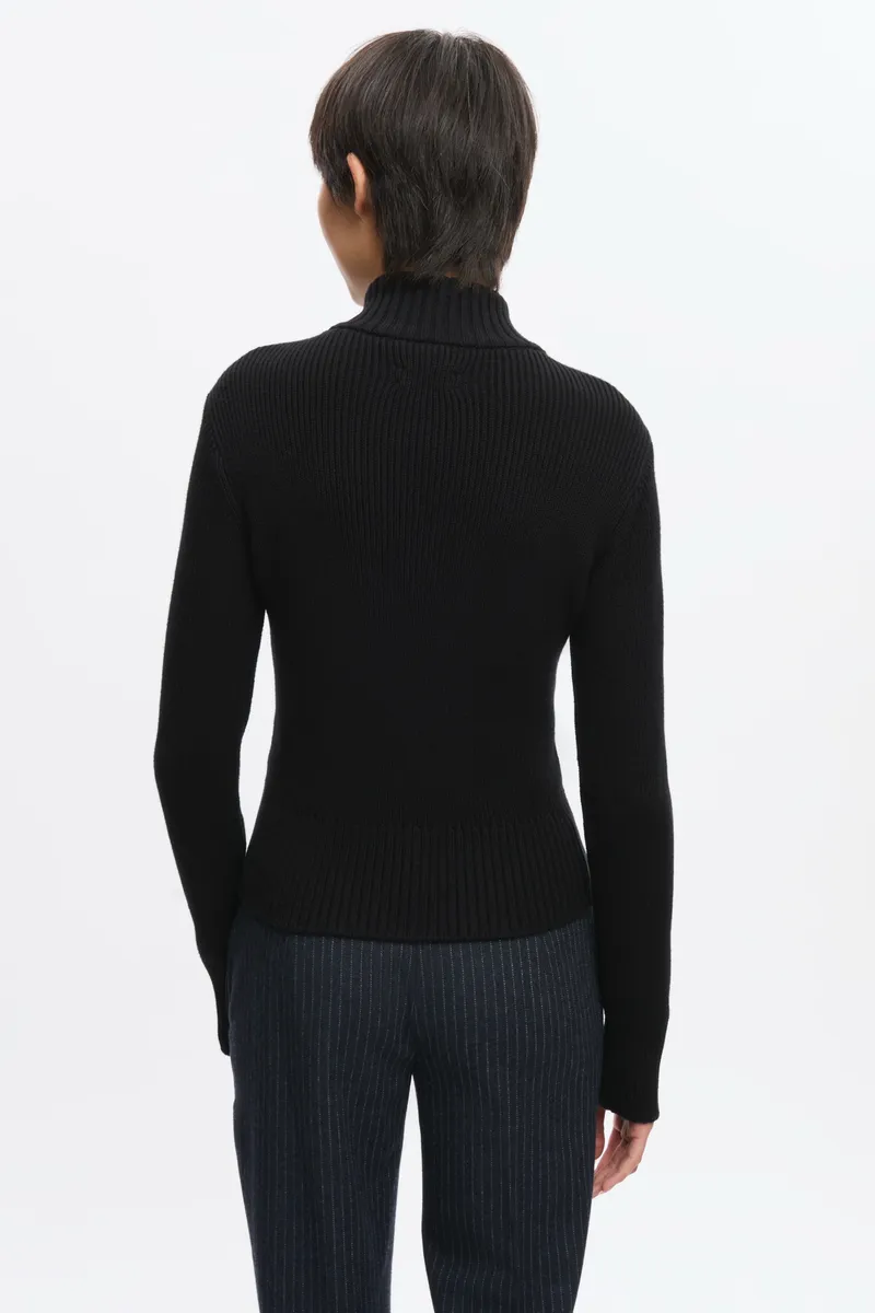 Women's Asymmetric Zip Sweater in Black 4