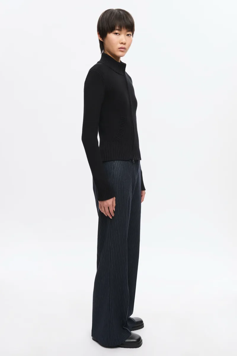 Women's Asymmetric Zip Sweater in Black 5