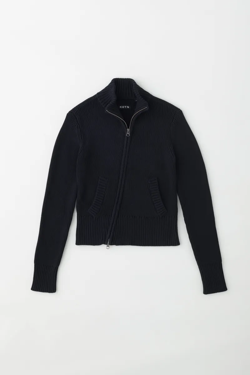 Women's Asymmetric Zip Sweater in Black 7