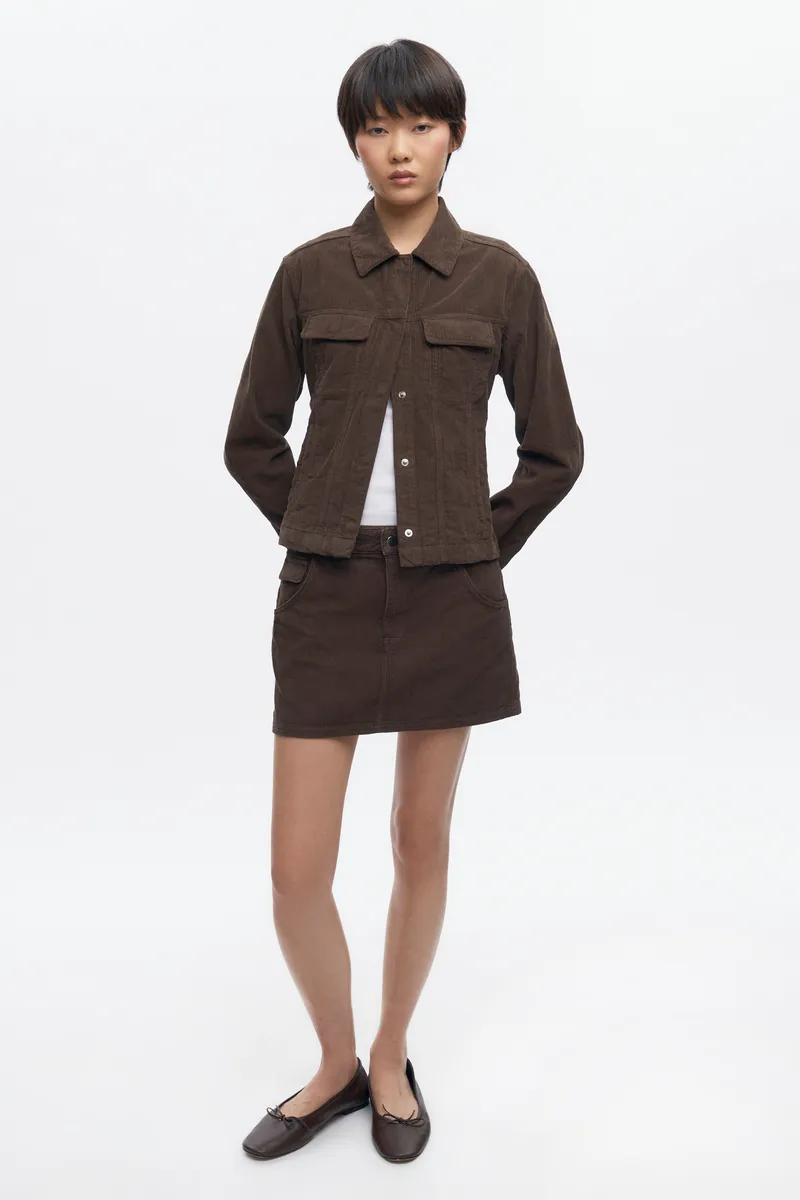 Women's Cord Mini Skirt in Coffee Bean