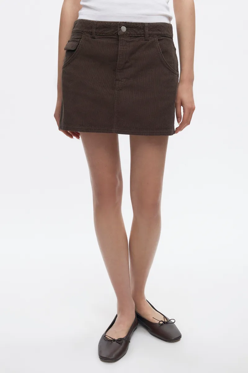 Women's Cord Mini Skirt in Coffee Bean 3