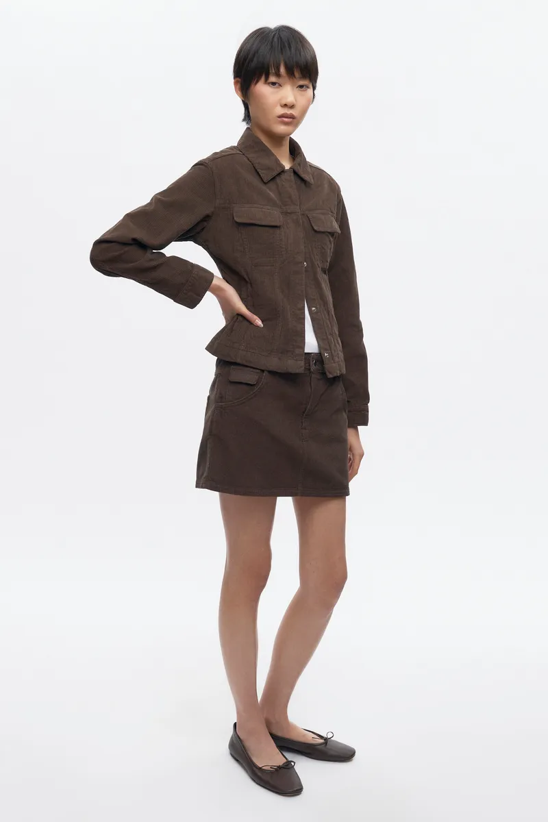 Women's Cord Mini Skirt in Coffee Bean 6