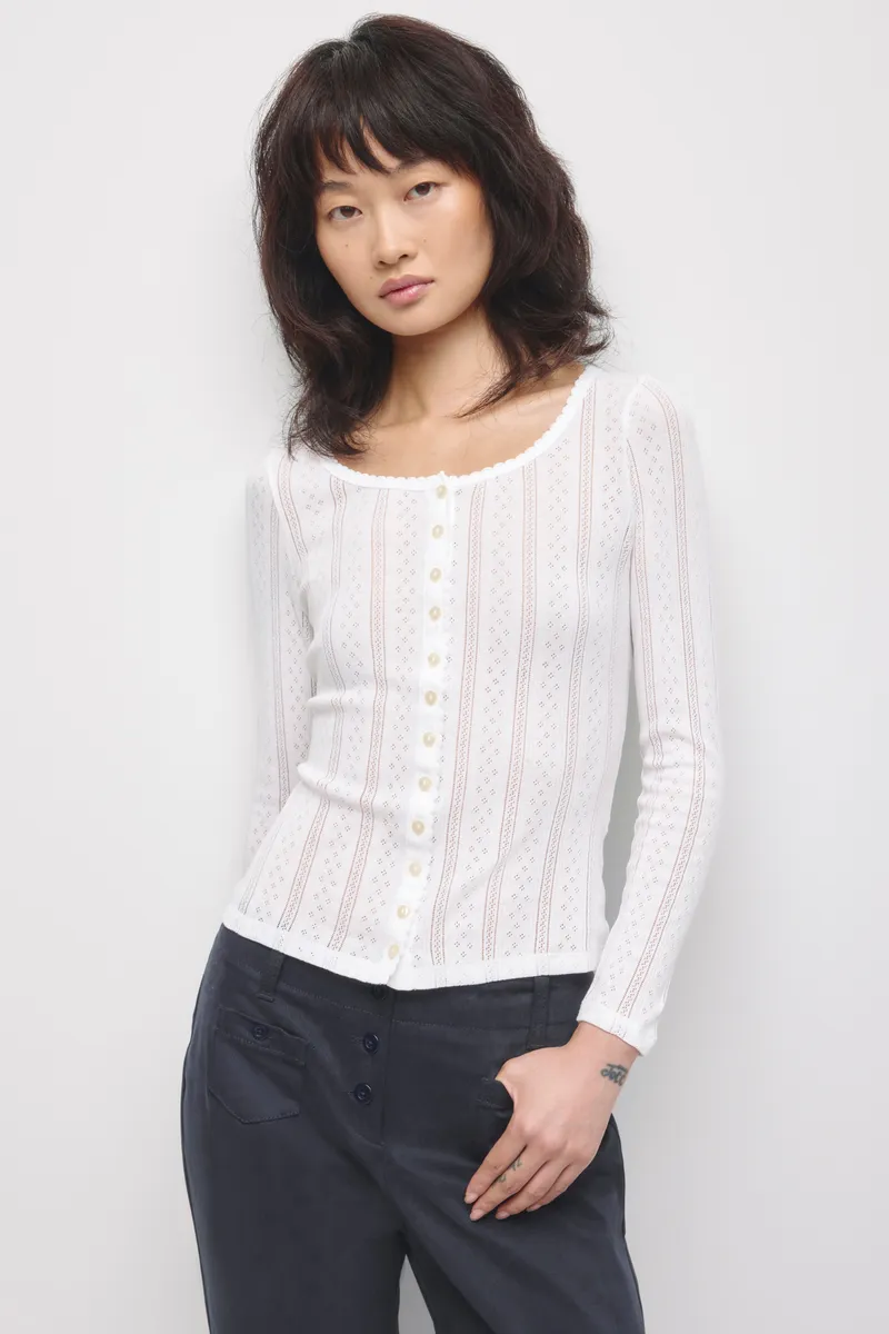 Women's Dalia Pointelle Cardigan in White