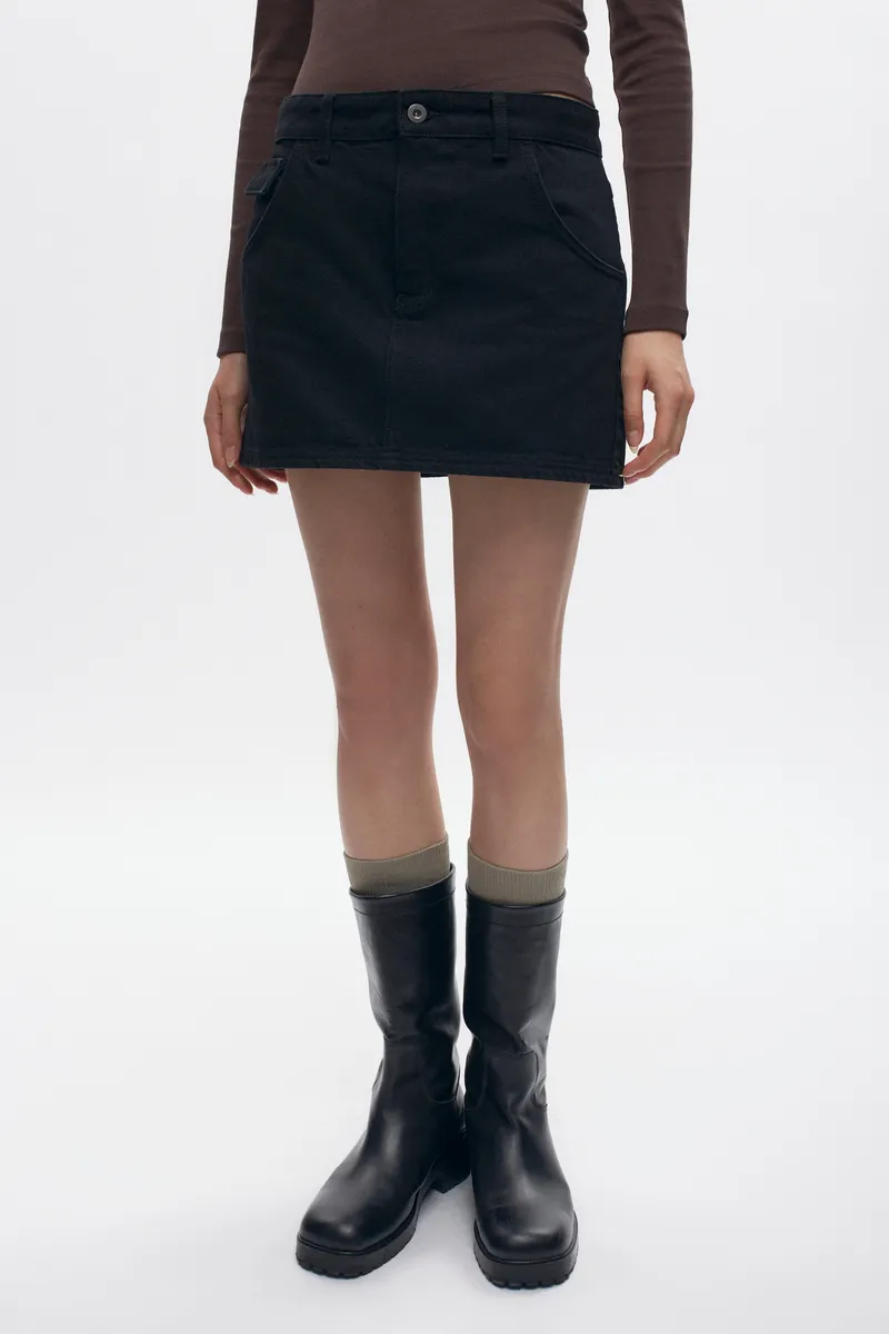 Women's Denim Mini Skirt in Black 2