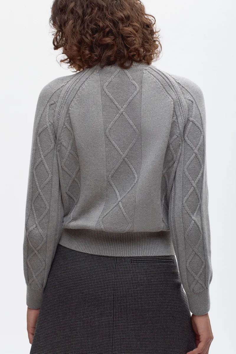 Women's Luxor Cable Sweater in Smoke Melange 4