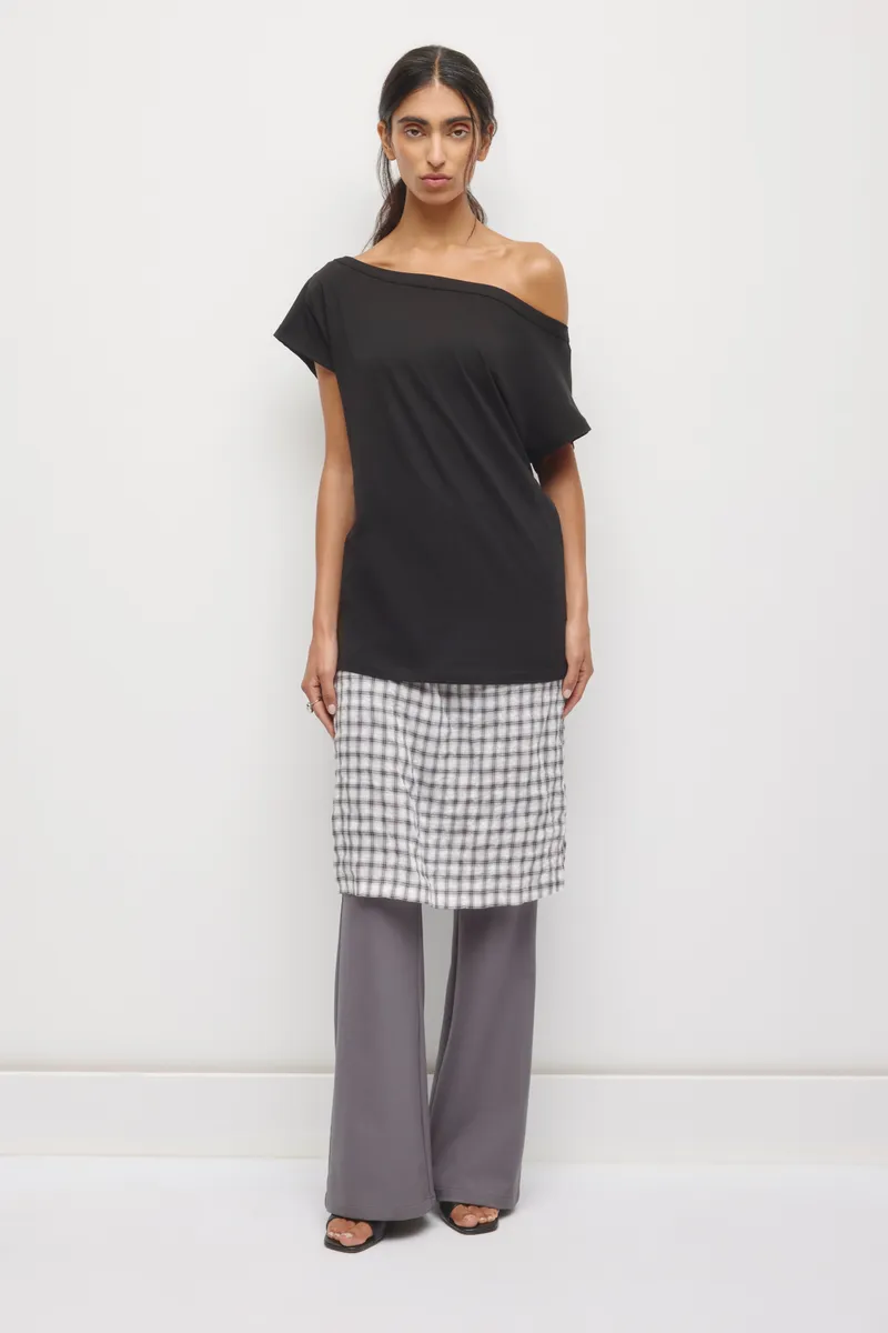 Women's Off Shoulder Draped Tunic in Black
