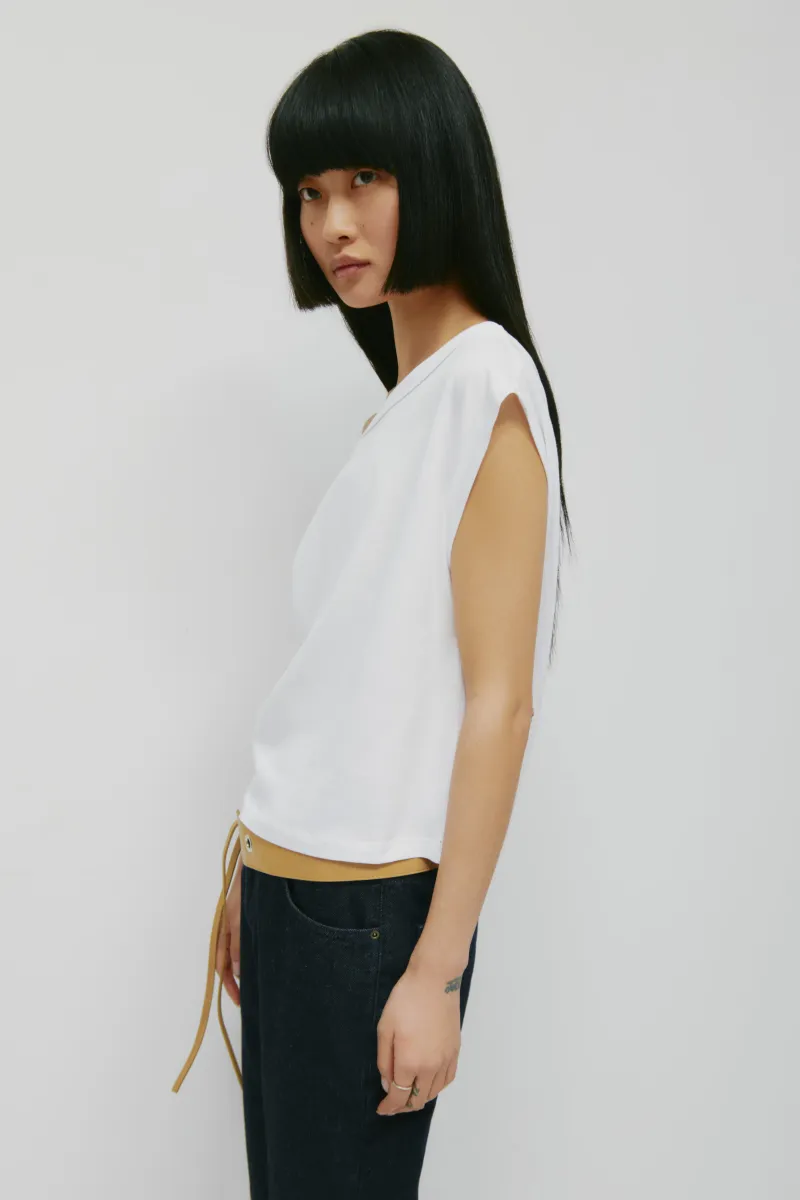 Women's Off Shoulder Tee in White 3