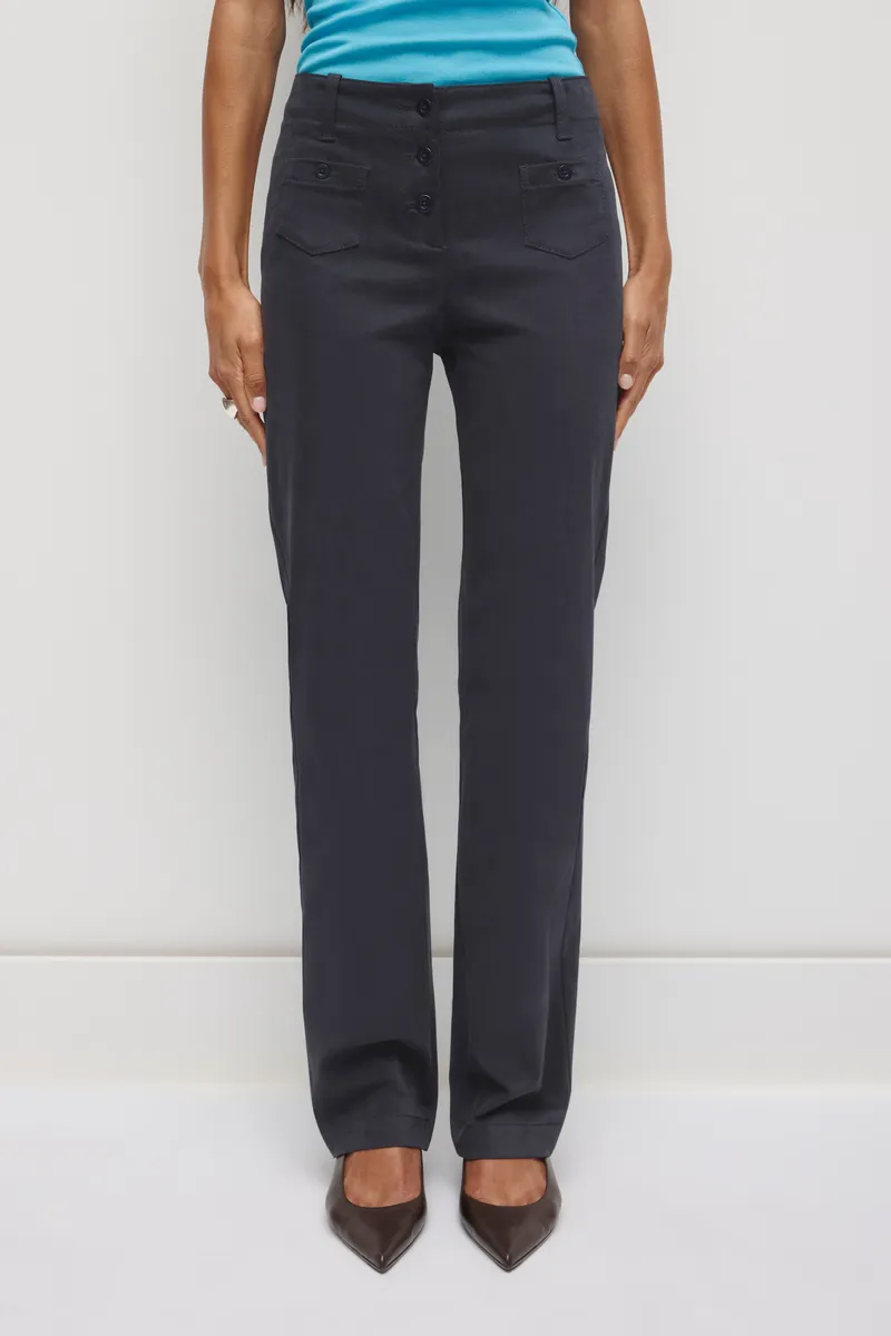 Women's Rafa Low rise Twill Pant in Deep Ocean 2