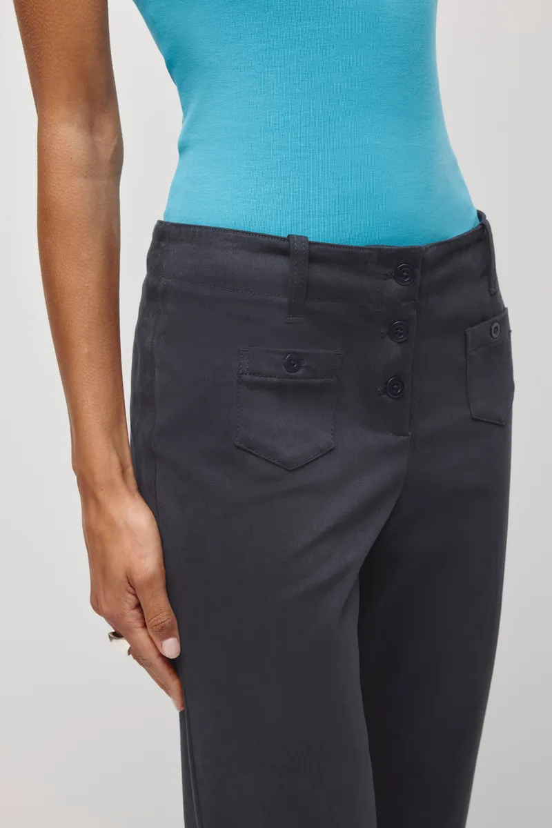 Women's Rafa Low rise Twill Pant in Deep Ocean 5