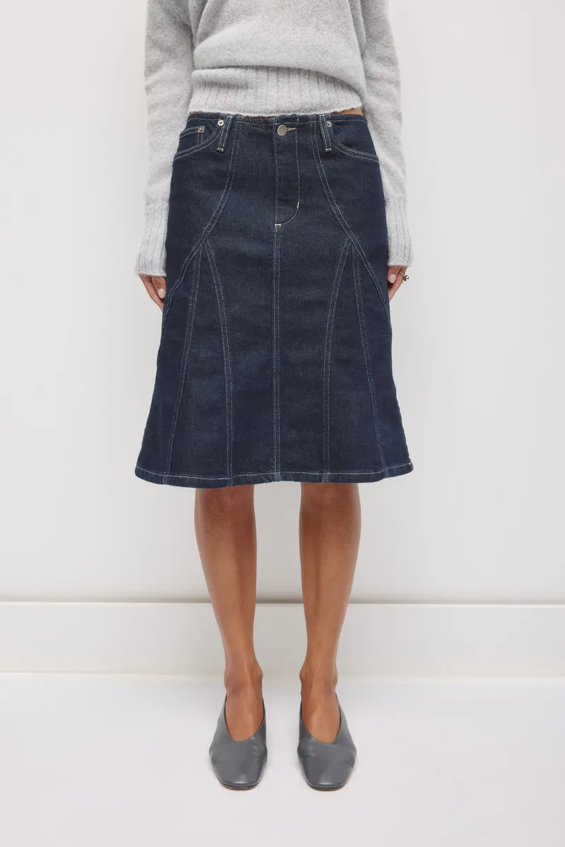 Women's Rafi Denim Kickout Skirt in Rinse 2