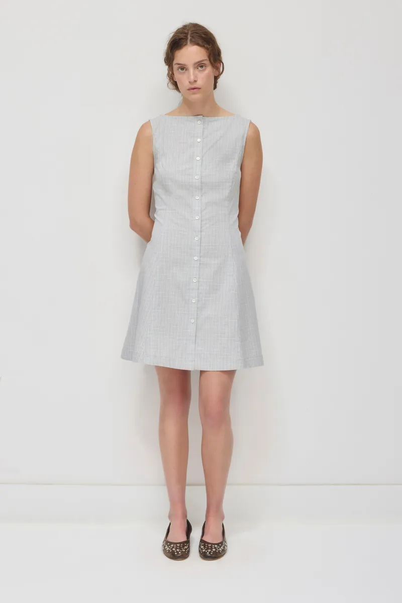 Women's Rima Boatneck Dress in Dune Grass Check