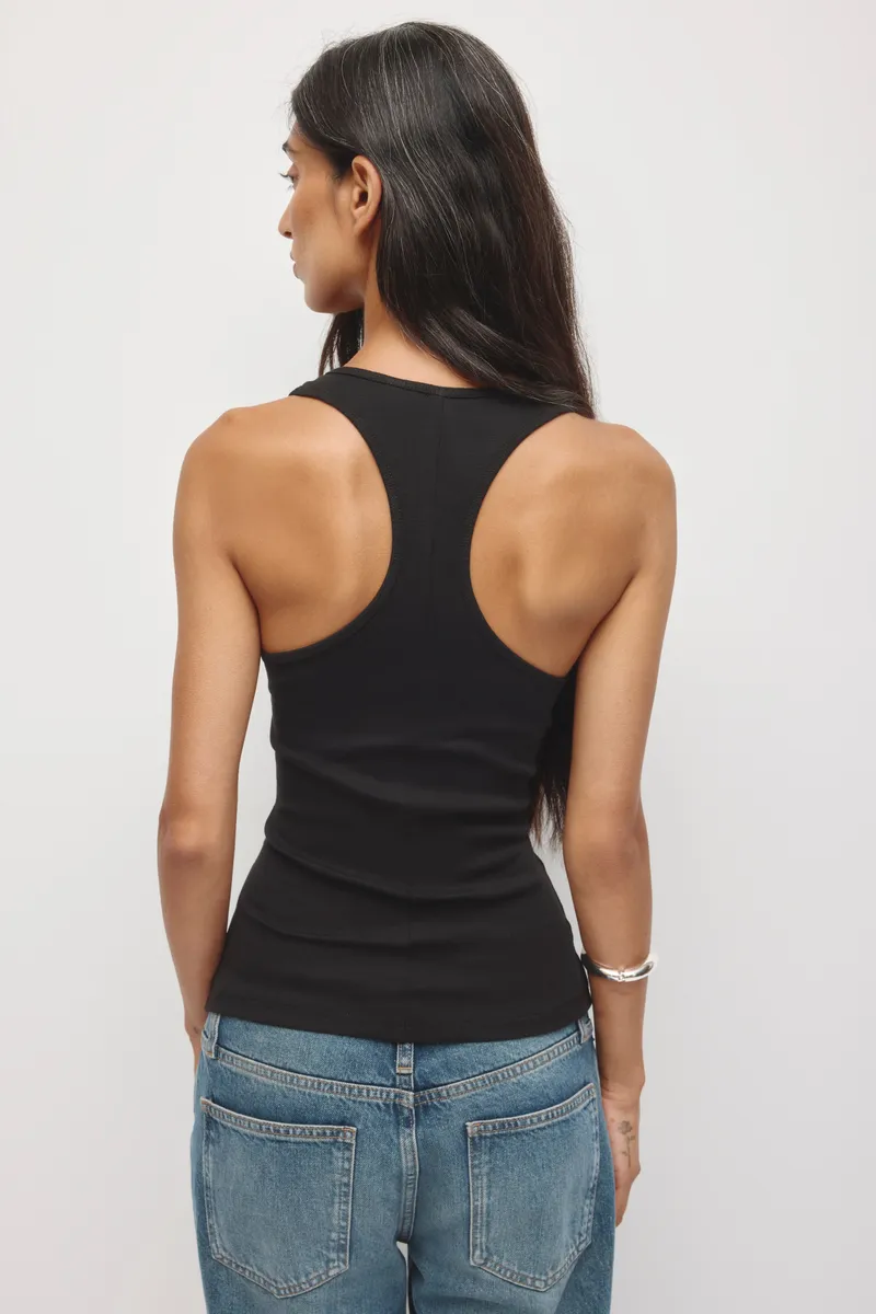Women's Scoop Racerback Tank in Black 2