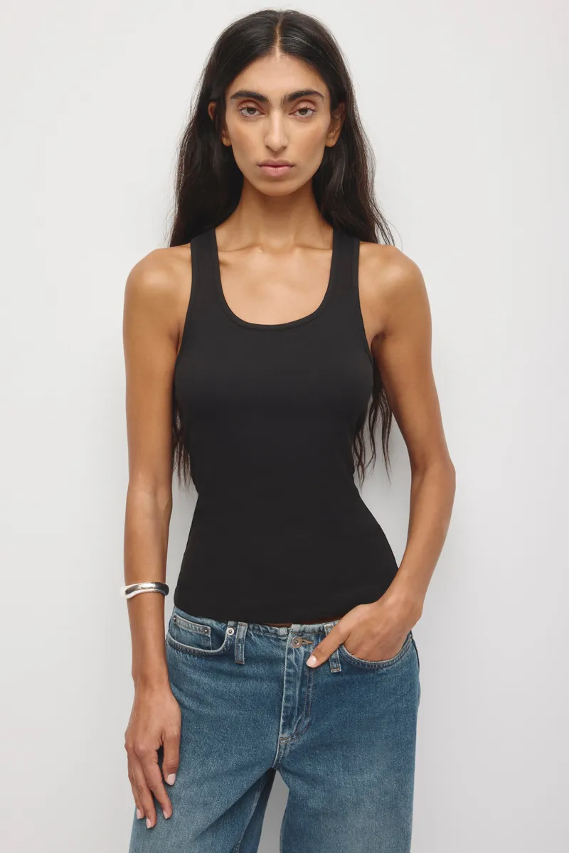 Women's Scoop Racerback Tank in Black 3