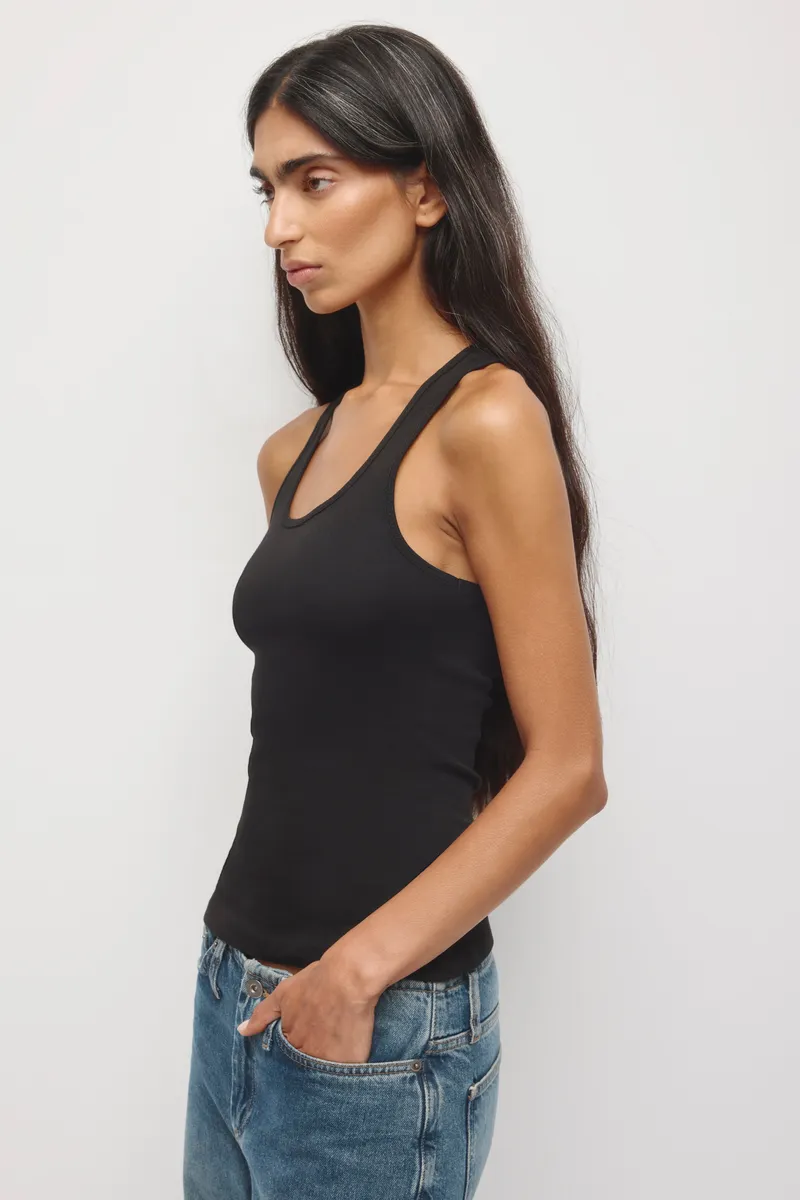 Women's Scoop Racerback Tank in Black 4