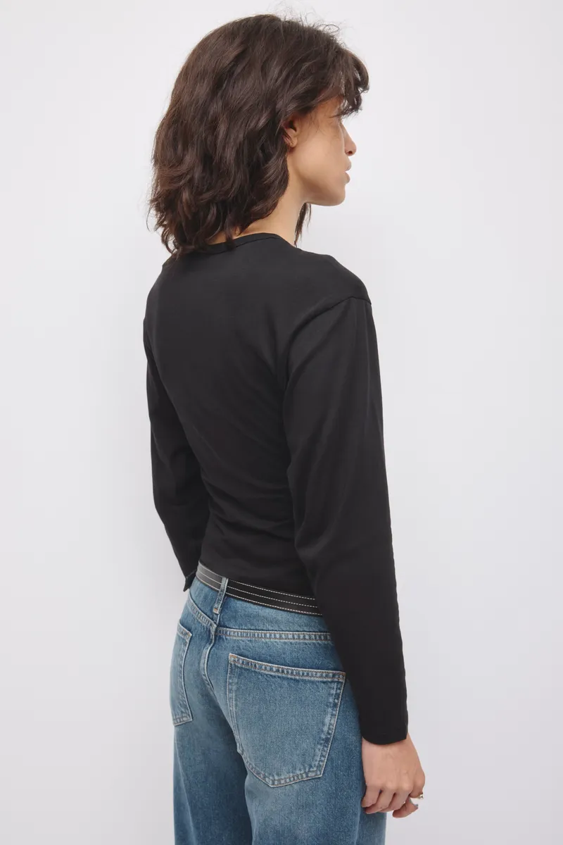 Women's Shaped Henley Longsleeve in Black 4