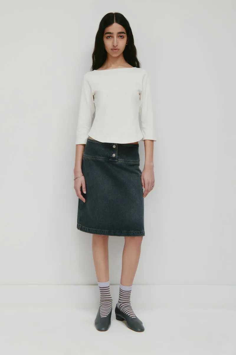 Women's Sila Linen Tie Skirt in Shadow 7