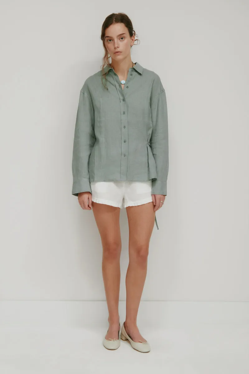 Women's Sila Linen Tie Skirt in Shadow 8