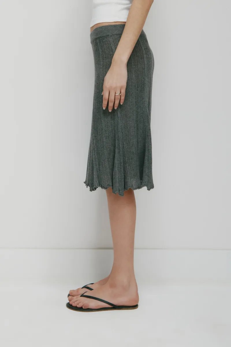 Women's Solis Ribbed Knit Skirt in Charcoal Mix 3