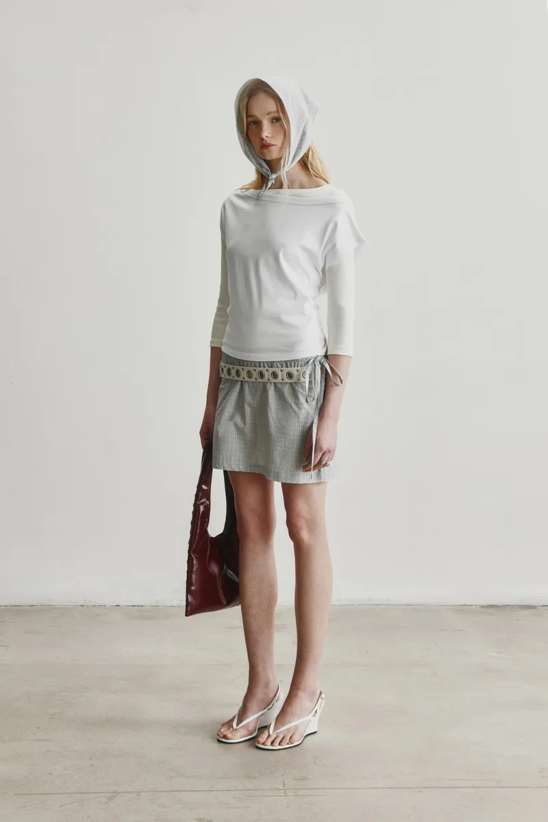 Women's Tala Mini Skirt in Dune Grass Check 2