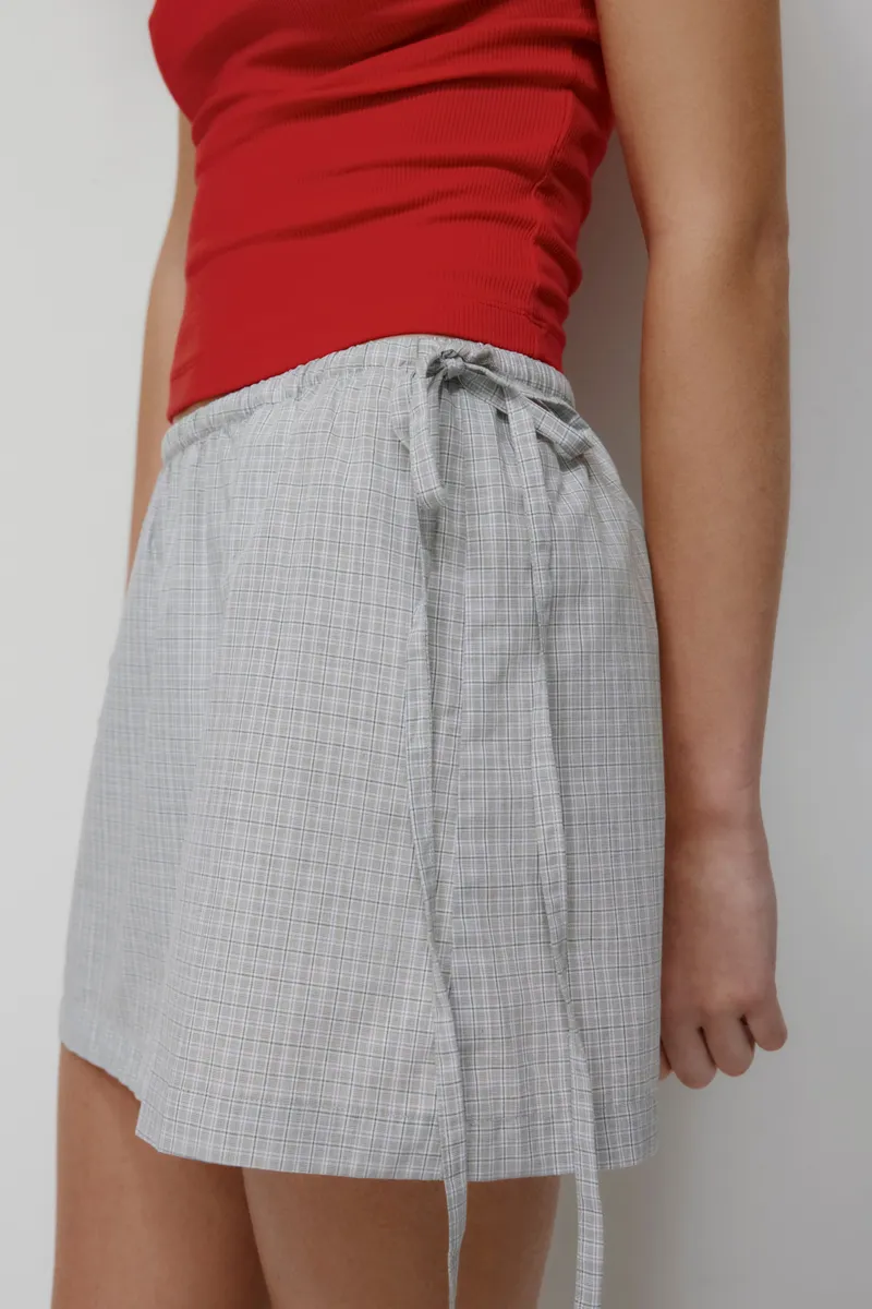 Women's Tala Mini Skirt in Dune Grass Check 3
