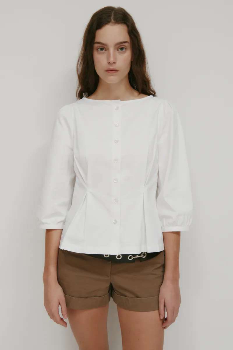 Women's Tara Poplin Blouse in White 2