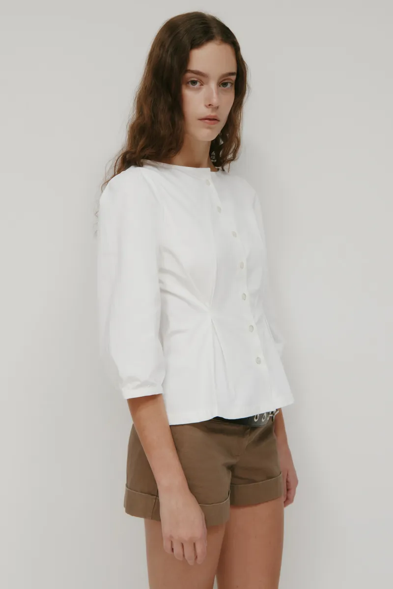 Women's Tara Poplin Blouse in White 3
