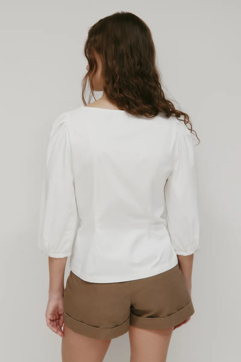 Women's Tara Poplin Blouse in White 4