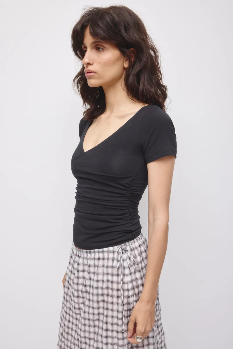 Women's Thana Wrap Top in Black 3