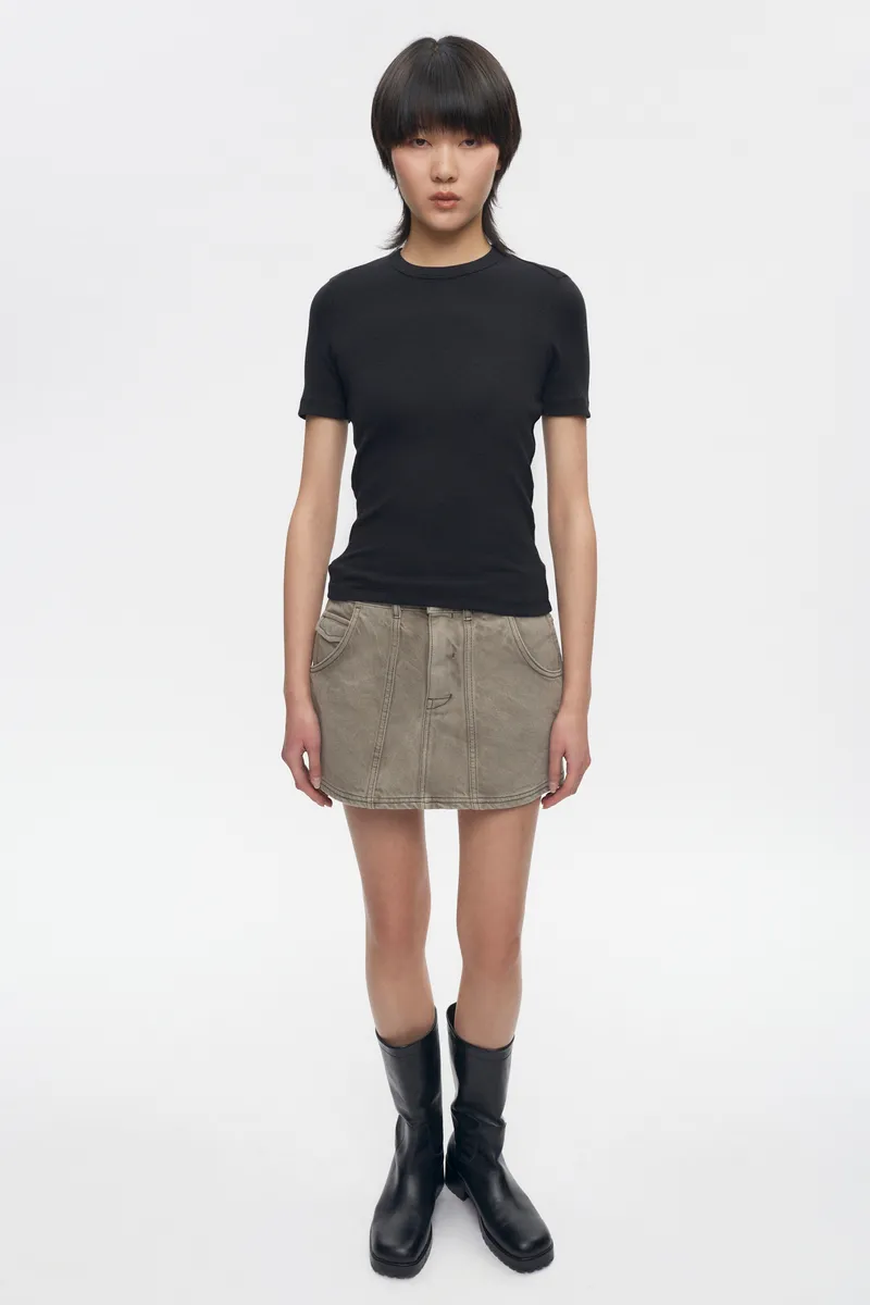 Women's Utility Denim Mini in Beluga 2