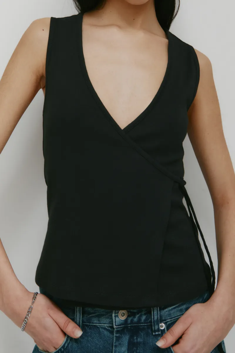 Women's Wrapped Tank in Black 2