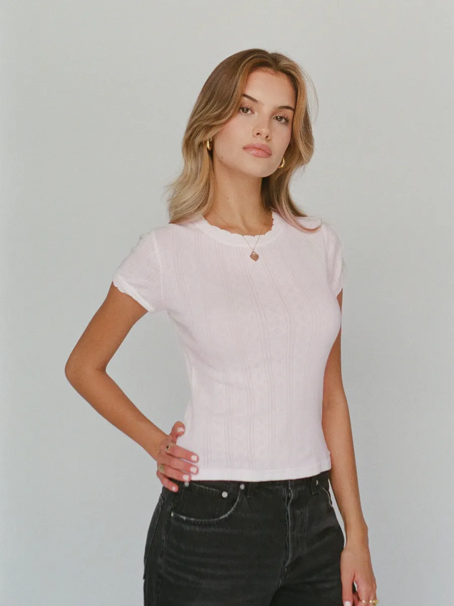 100% organic cotton pointelle tee - ballerina pink