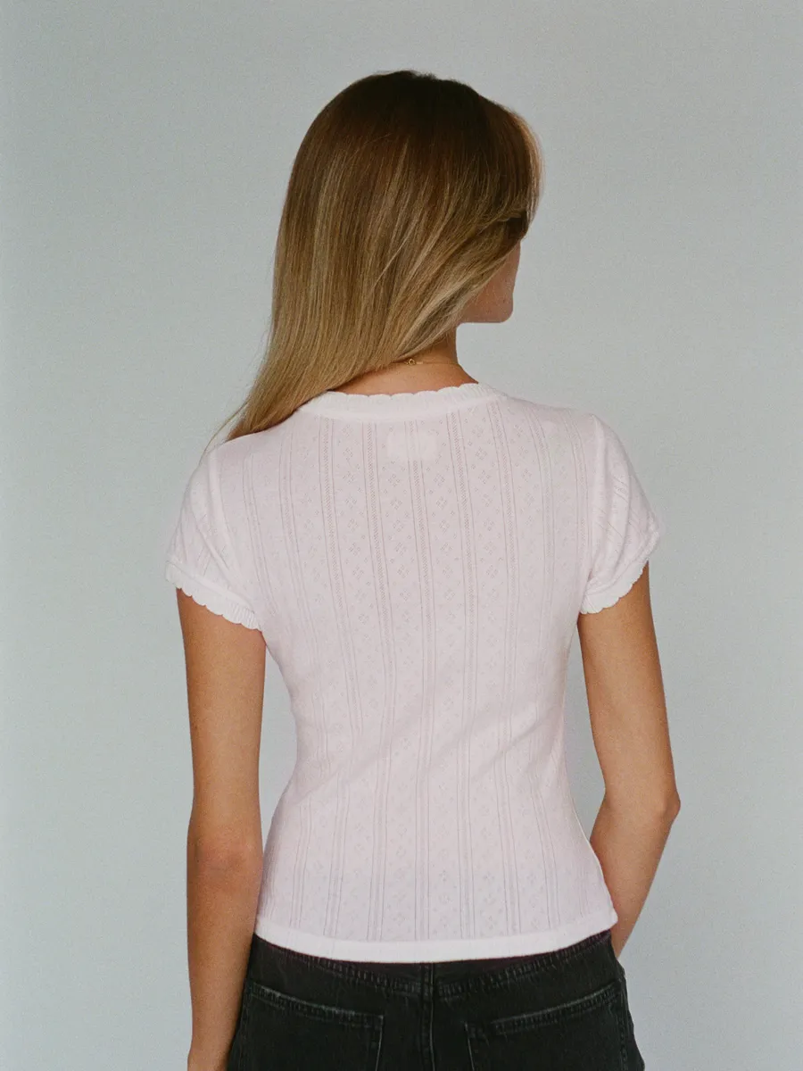 100% organic cotton pointelle tee - ballerina pink 3