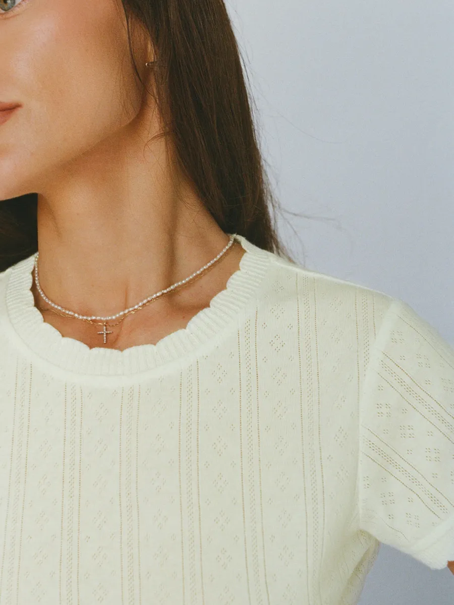 100% organic cotton pointelle tee - lemon meringue 2