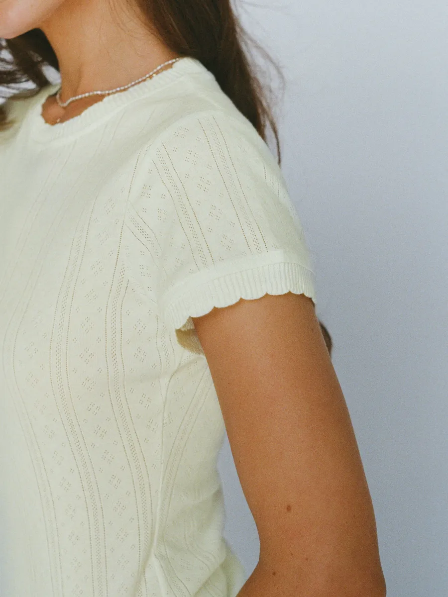 100% organic cotton pointelle tee - lemon meringue 3