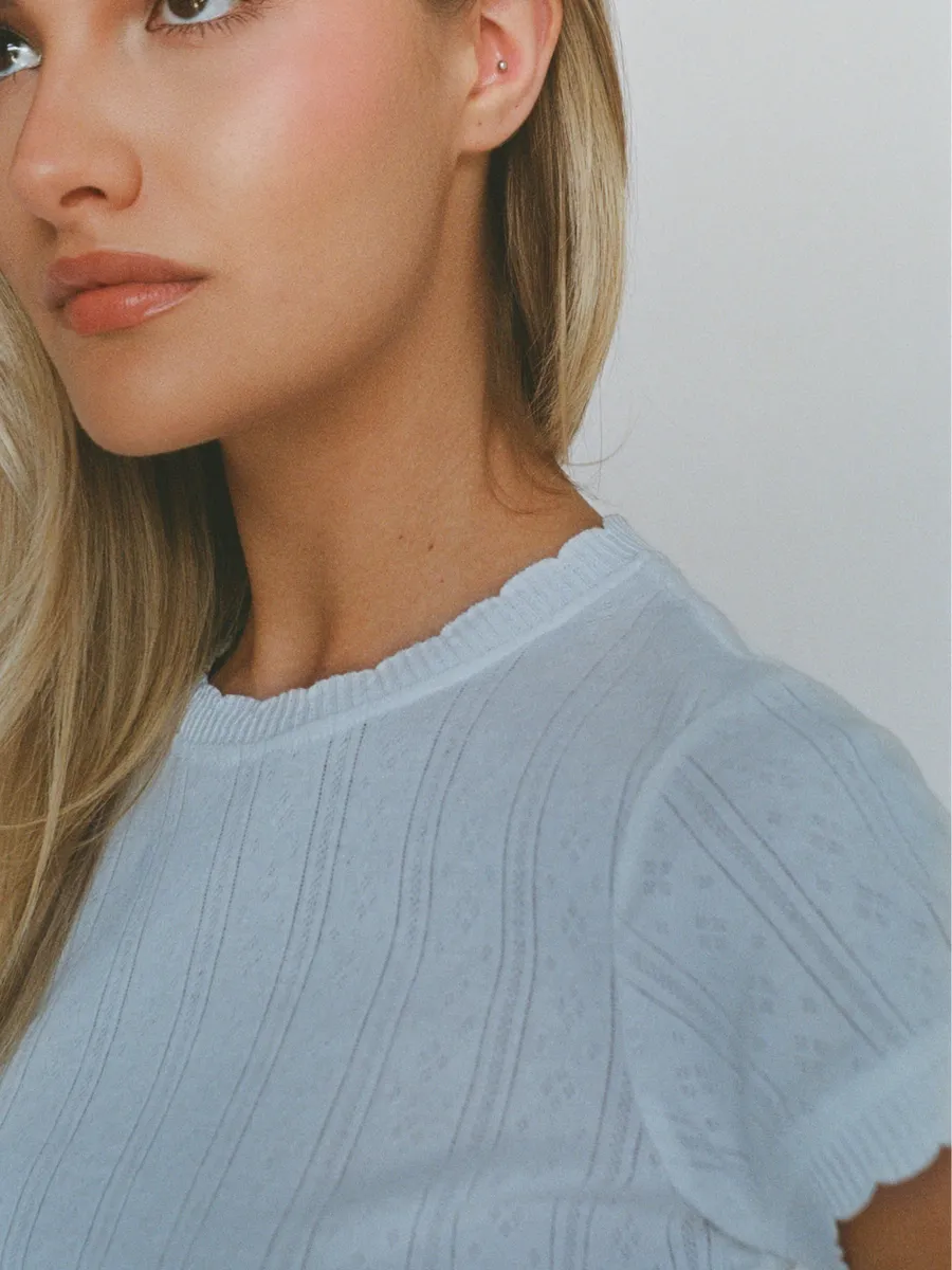100% organic cotton pointelle tee - powder blue 2