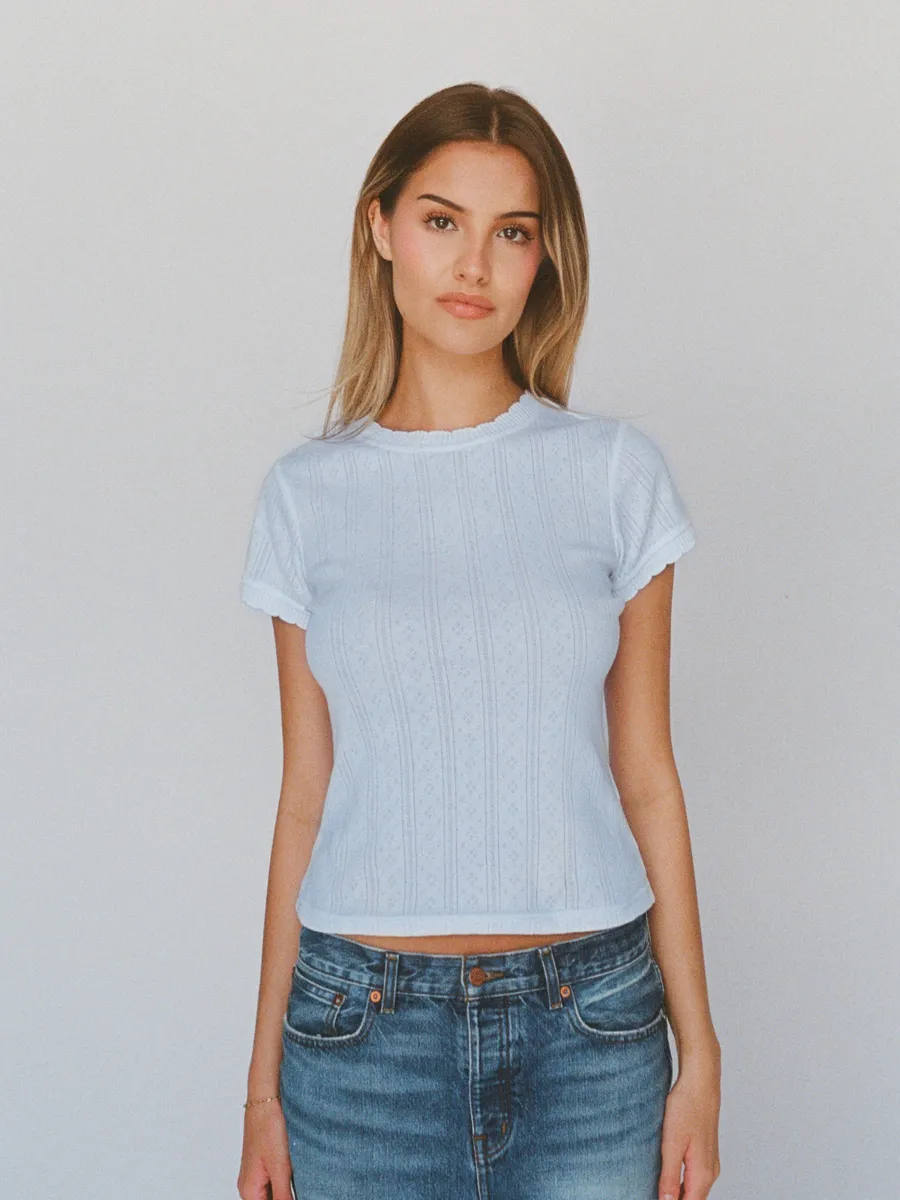 100% organic cotton pointelle tee - powder blue 3