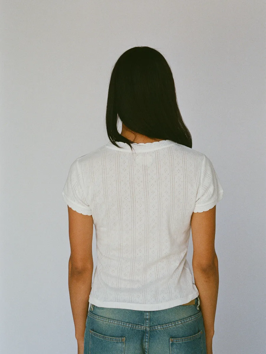 100% organic cotton pointelle tee - white 7