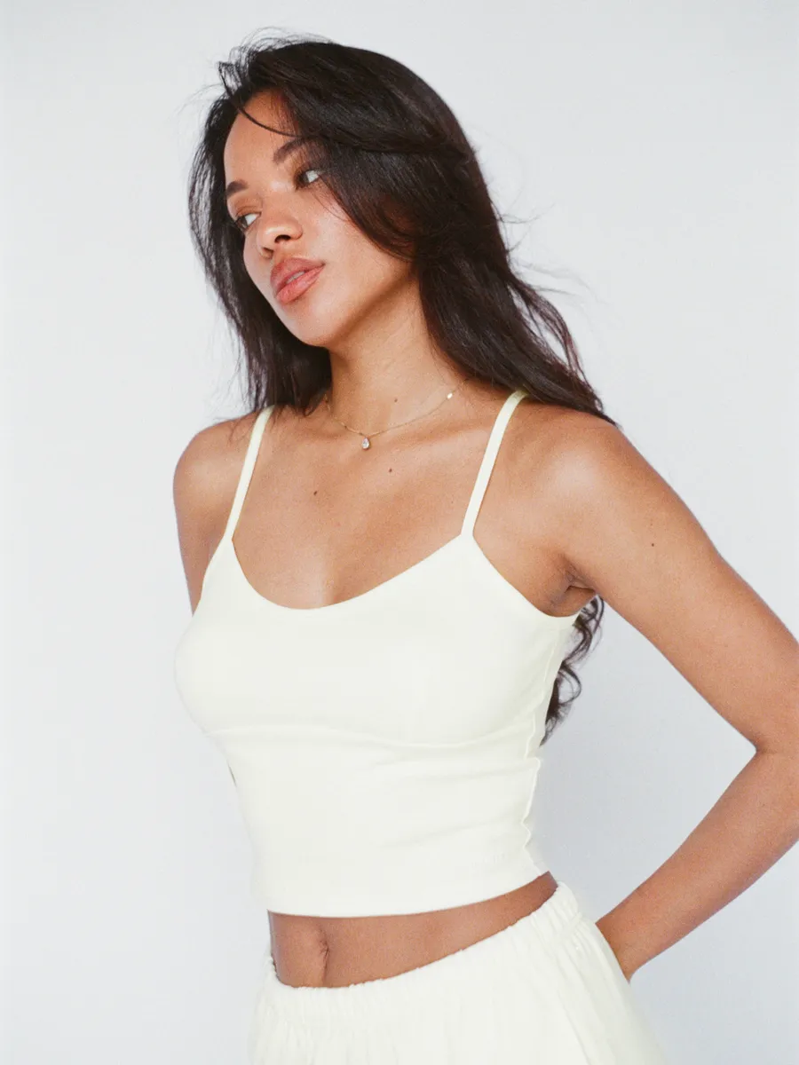100% organic cotton strap top - butter yellow 2