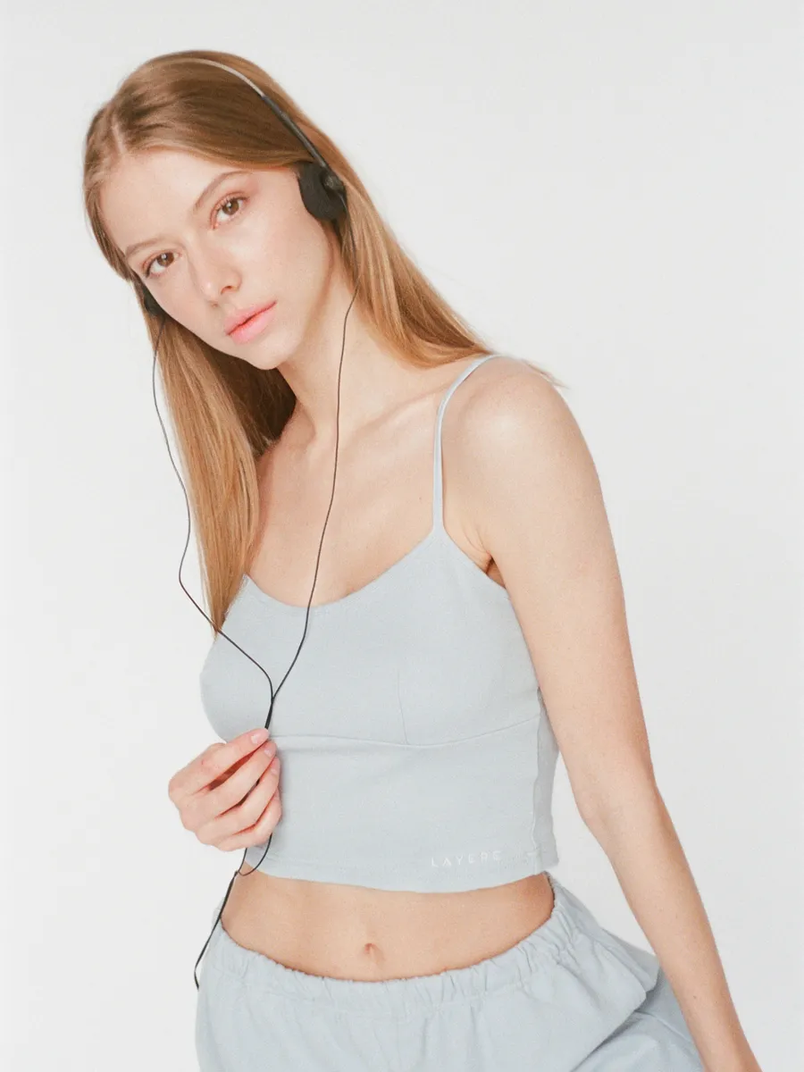 100% organic cotton strap top - powder blue
