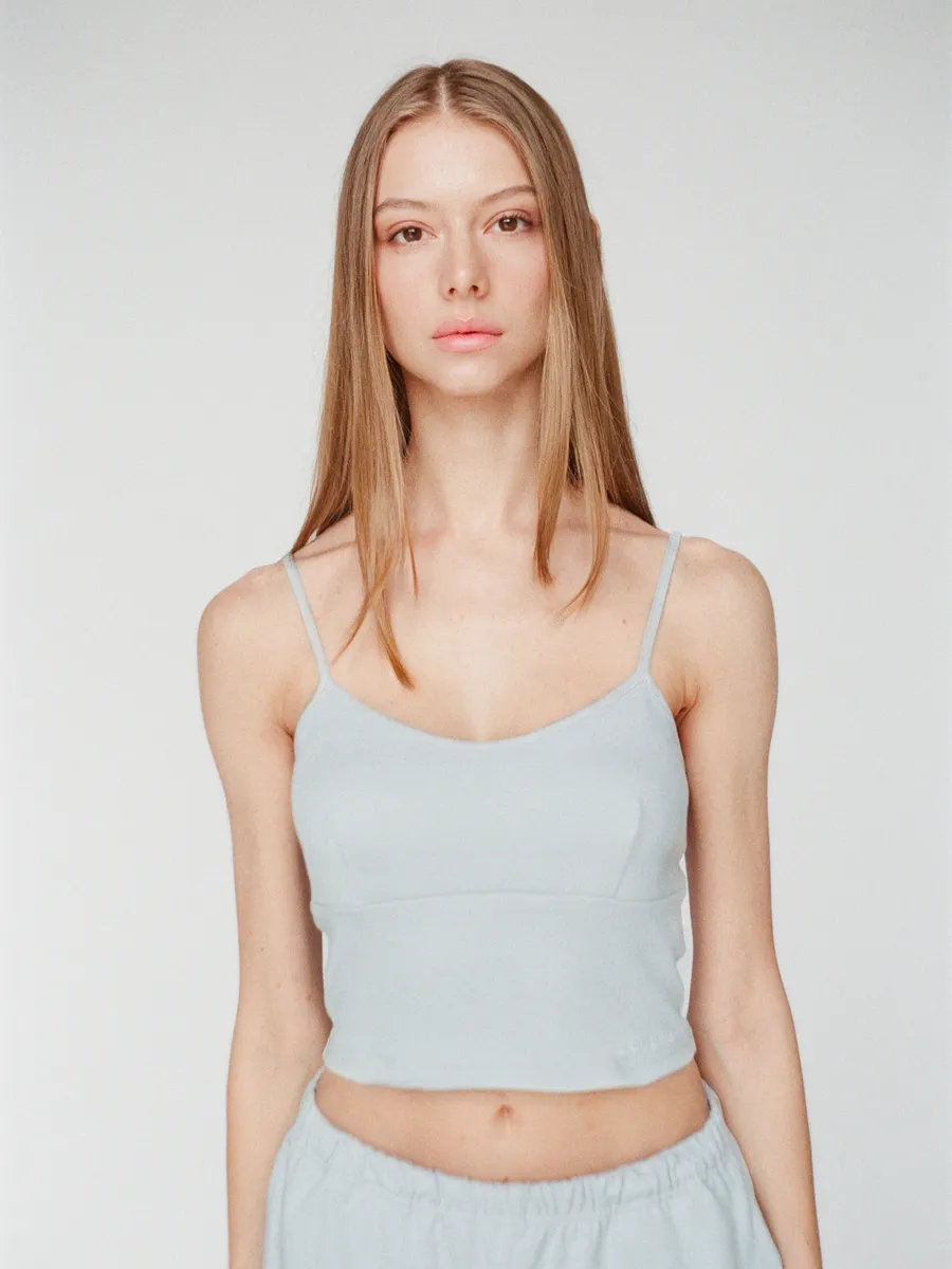 100% organic cotton strap top - powder blue 2
