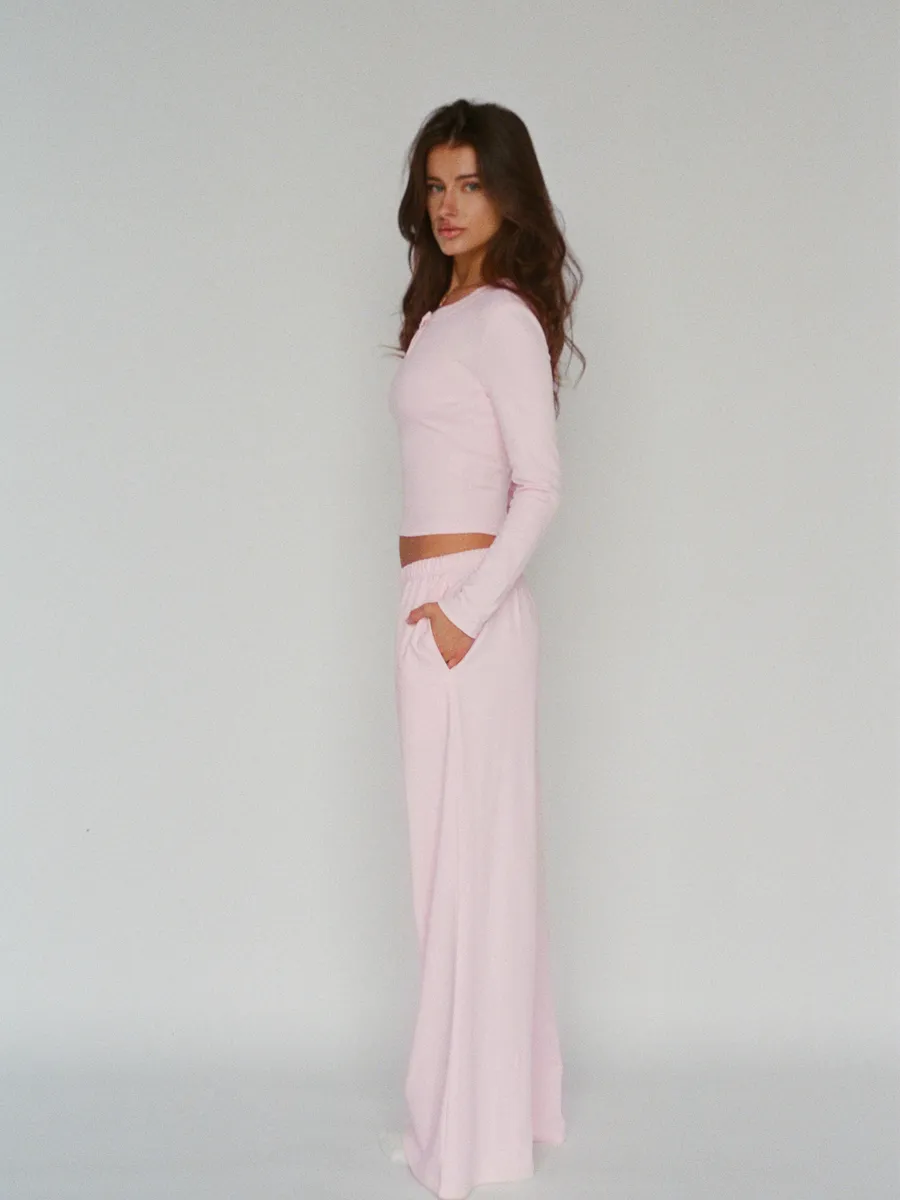 100% organic cotton wide leg pants - ballerina pink 3
