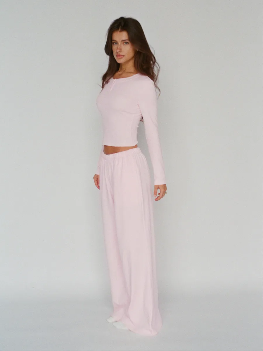 100% organic cotton wide leg pants - ballerina pink 4