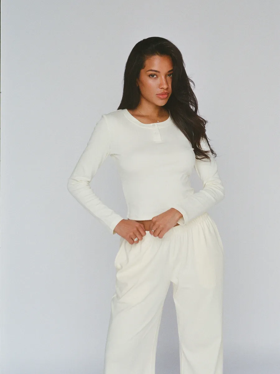 100% organic cotton wide leg pants - butter yellow 3