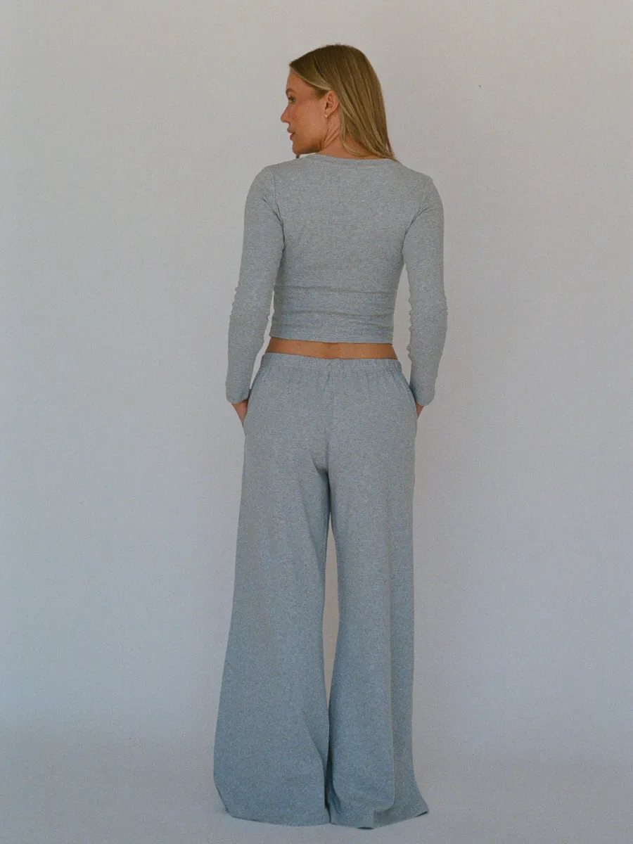 100% organic cotton wide leg pants - light grey 3