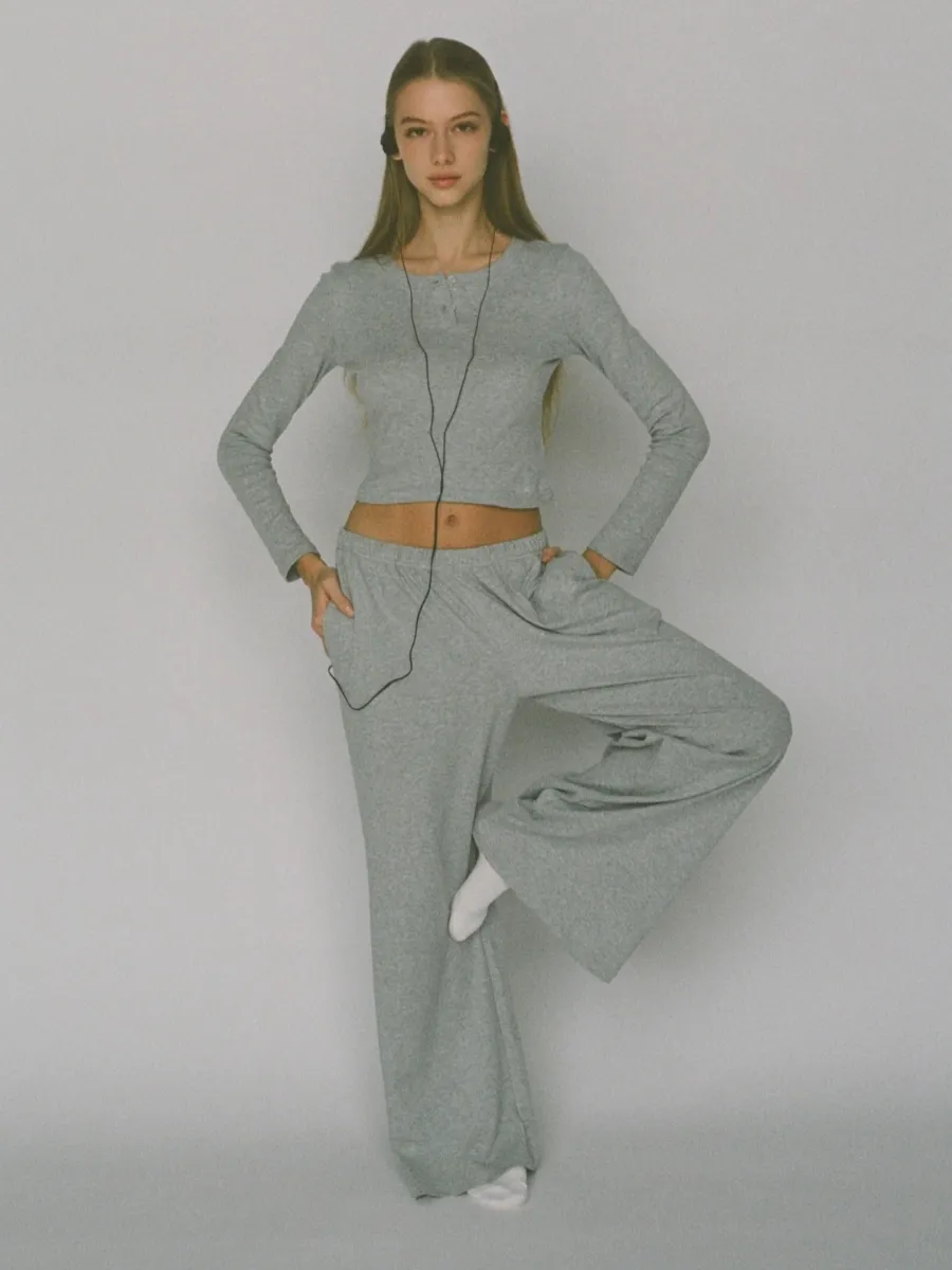 100% organic cotton wide leg pants - light grey 4