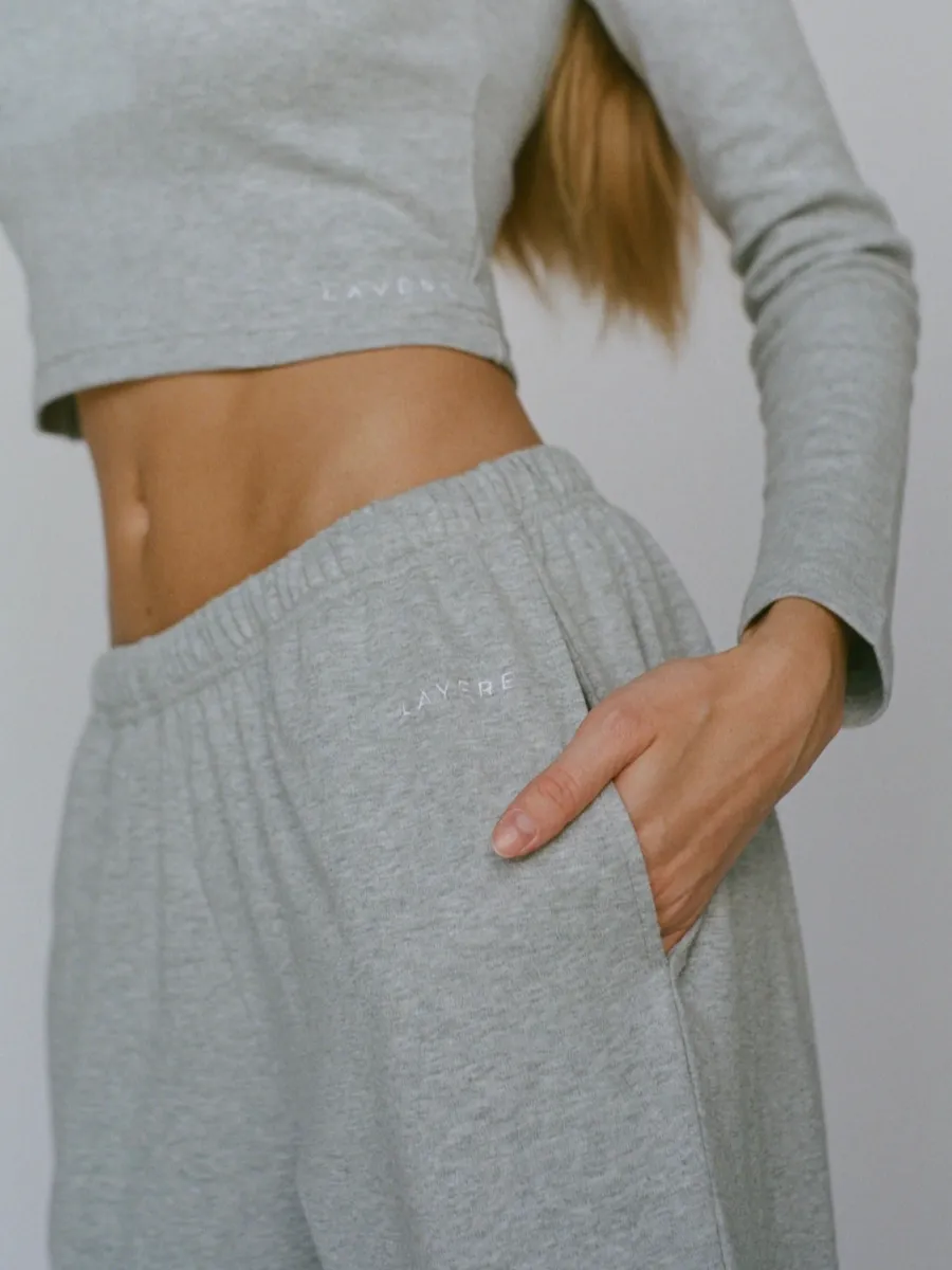 100% organic cotton wide leg pants - light grey 5