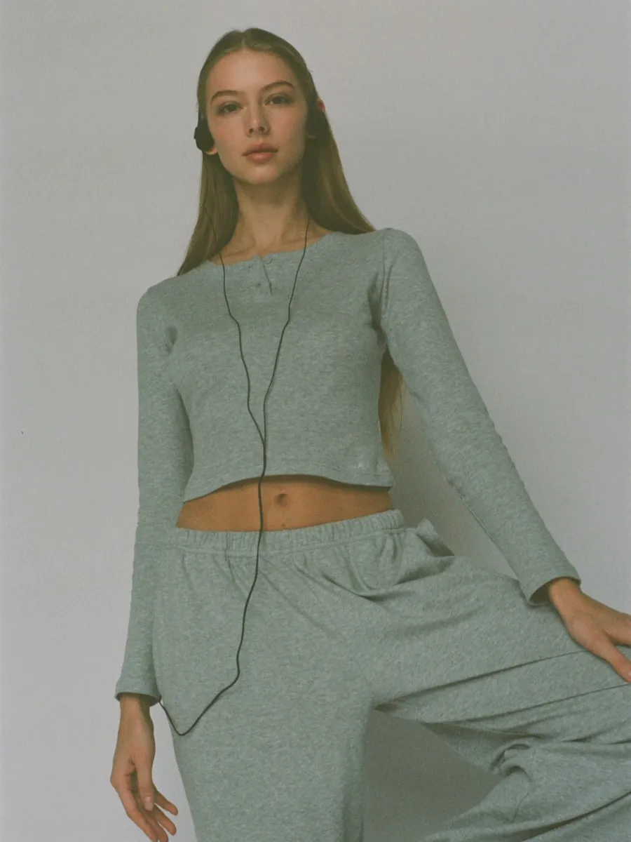 100% organic cotton wide leg pants - light grey 6