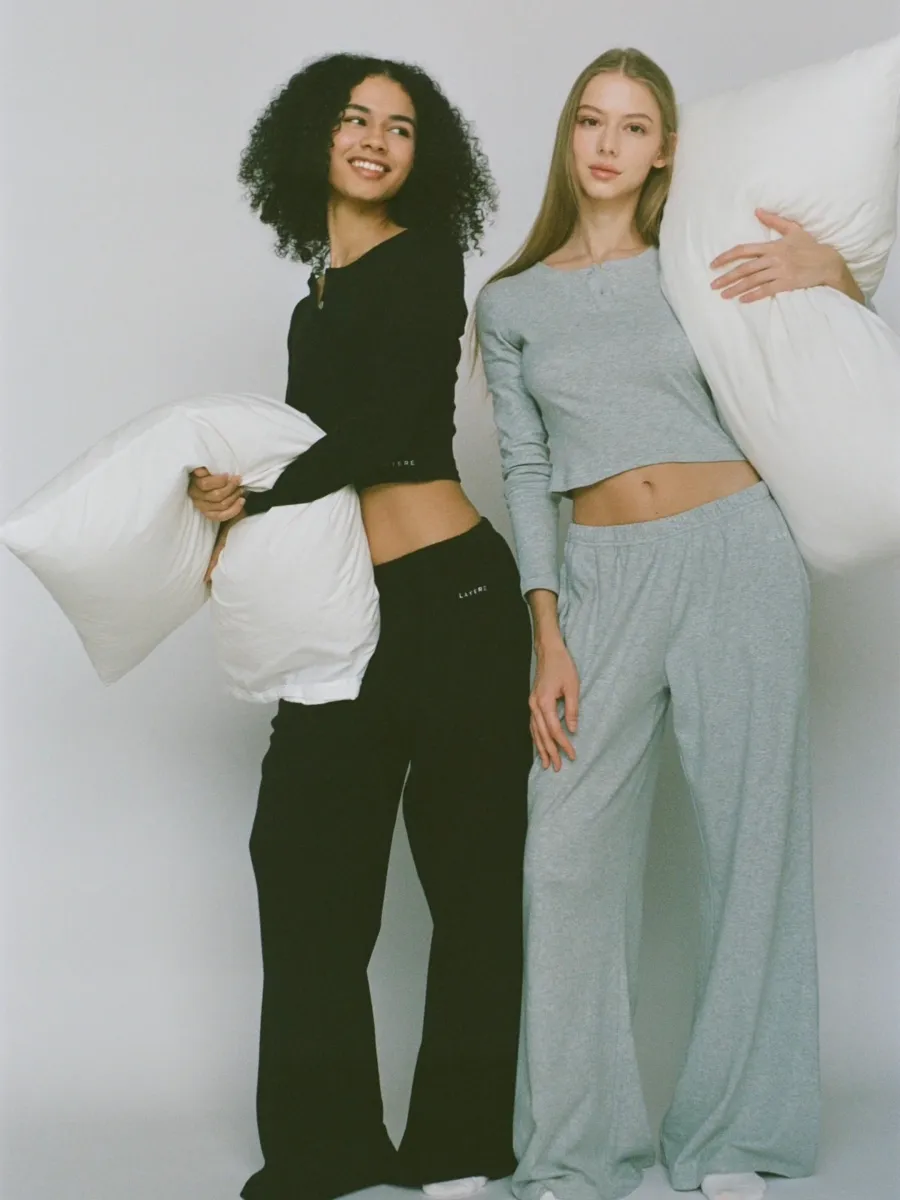 100% organic cotton wide leg pants - light grey 7