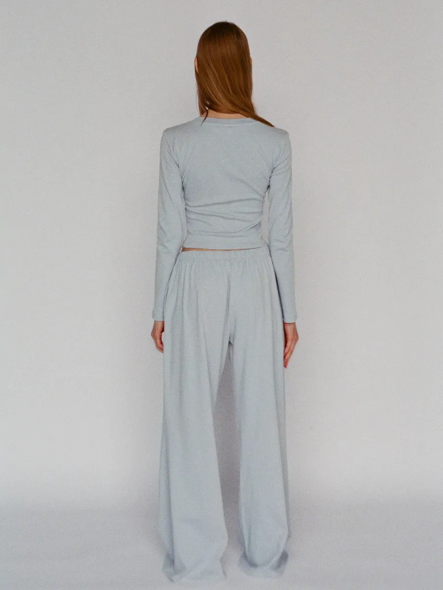 100% organic cotton wide leg pants - powder blue 3